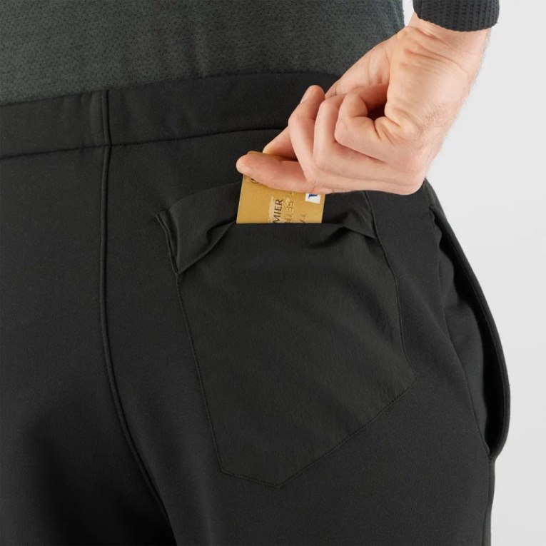 Black Salomon Essential Warm Fleece Men's Sport Pants | PH 12843K